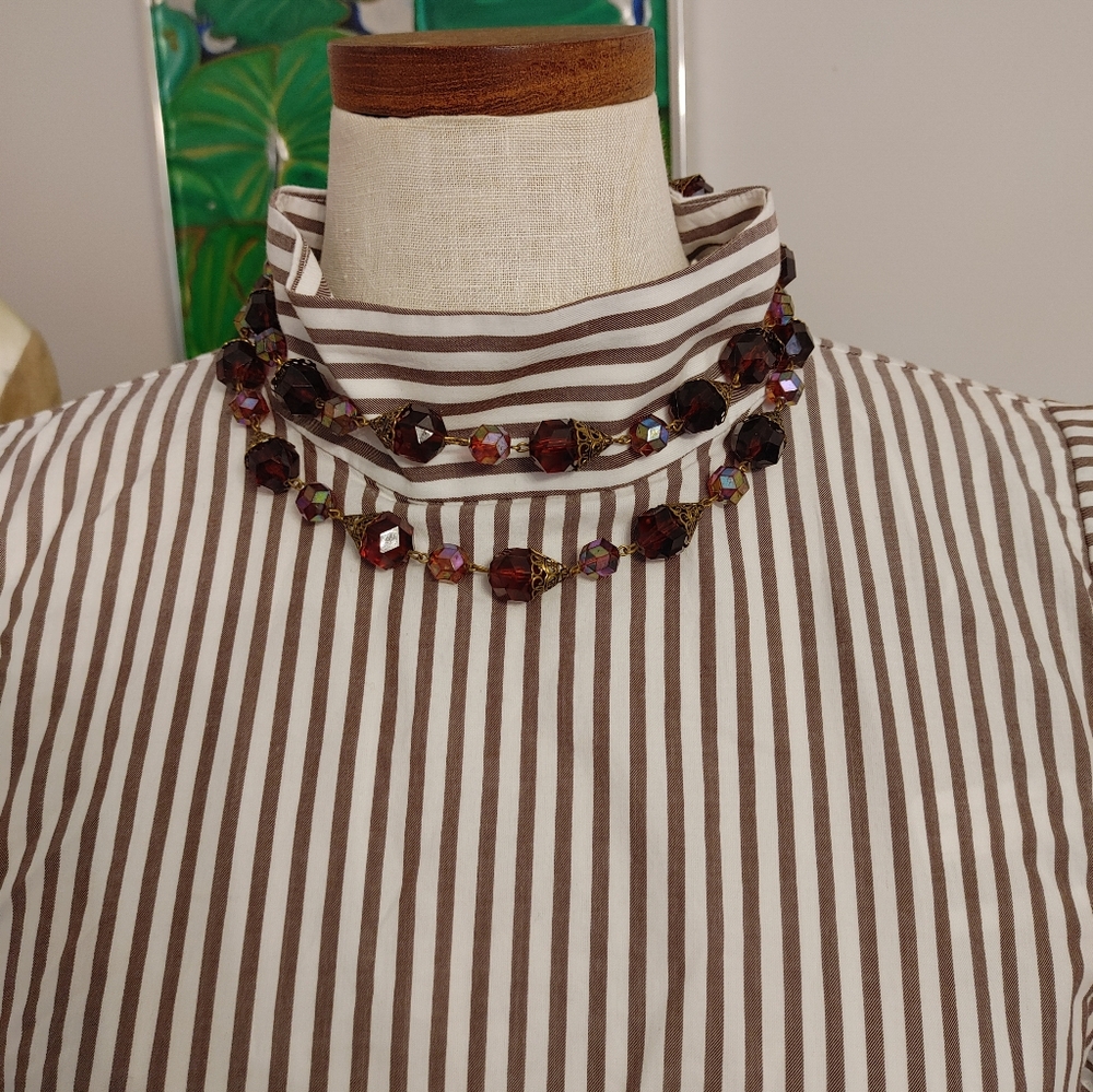 Versatile Gold Tone And Sim Ruby Red Beaded Neckl… - image 4